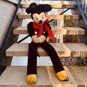 Vintage 1970s Mickey Mouse Plush Dancer Toy, Extra Long 44” Disneyana Figure